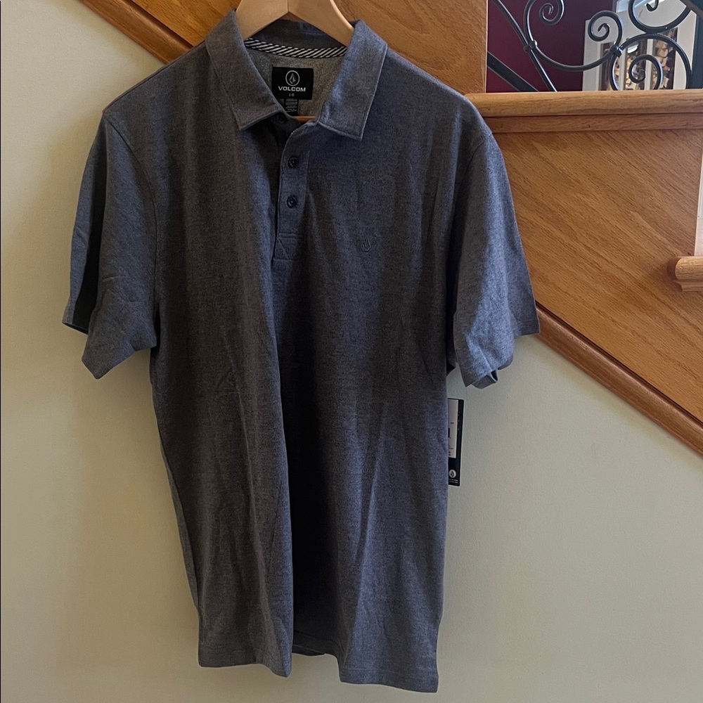 Volcom Charcoal Polo Shirt Size Large New With Tag